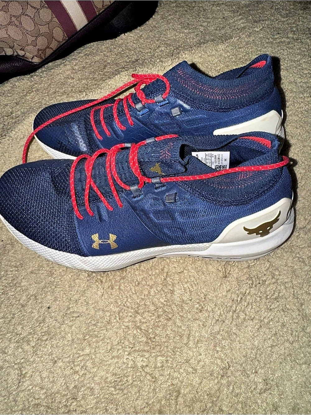 Under Armour HOVR Project Rock 2 Athletic Shoes US 10 Blue & Red